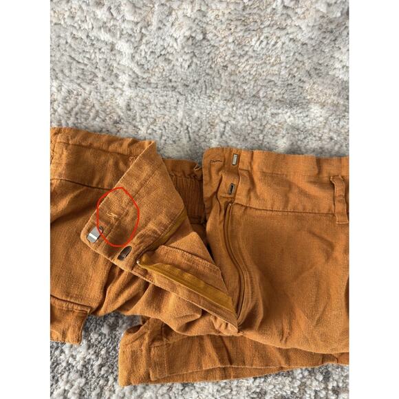 Simply Vera Wang Sz XL Brown Linen Blend High Waist Cargo Shorts Boho Lagenlook - Picture 4 of 13